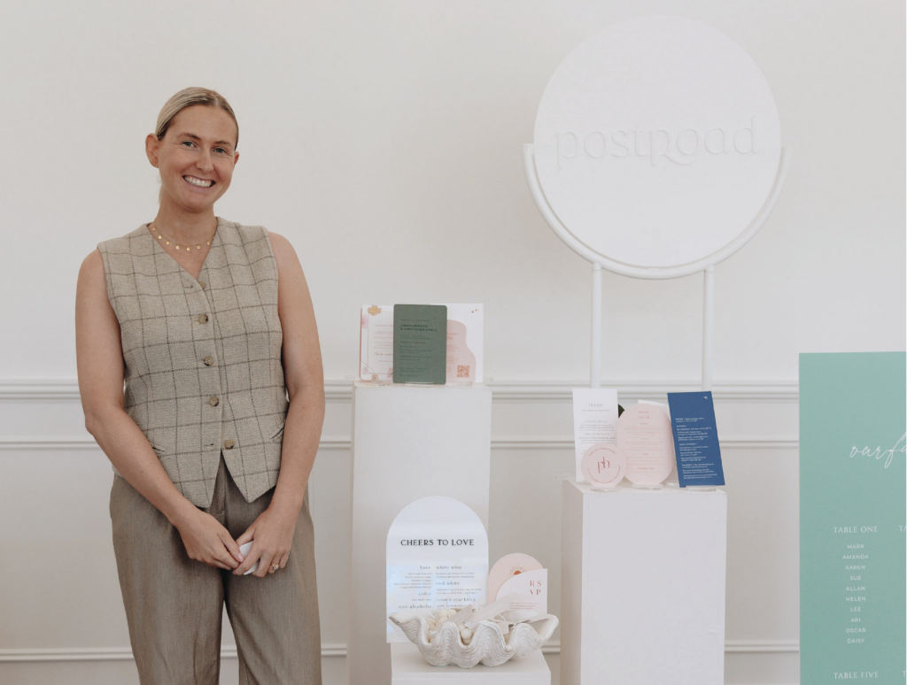 Photo of Lauren from Post Road Studio at a wedding open day.